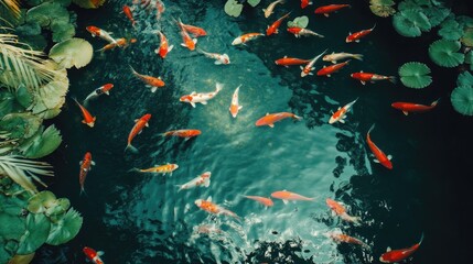 Colorful Koi Fish Swimming in Tranquil Water