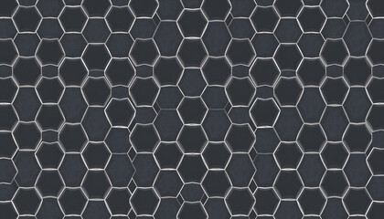 Fototapeta premium Gray hexagon pattern isolated with white highlights, png