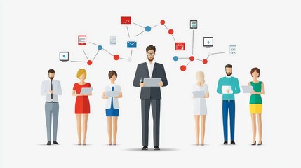 Flat Design Project Management Team Illustration