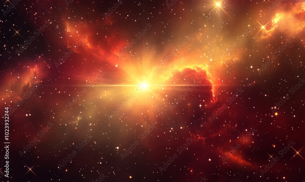 Wall mural abstract background with red space nebula