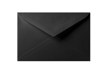 Black paper envelope mockup isolated on a transparent background, PNG. High resolution. 