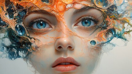 Surreal Portrait of a Woman with Abstract Paint