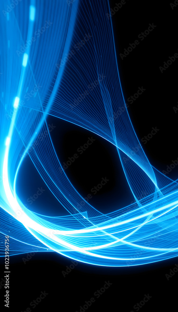 Wall mural abstract blue background element on black. fractal graphics 3d illustration. three-dimensional compo