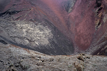 crater of a volcano, volcanic texture of rock and lava, natural abstraction, background, rugged...