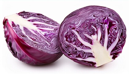 Fototapeta premium Red cabbage vegetable isolated on white background. Cabbage clipping path 