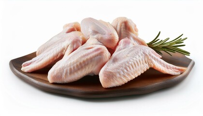 Raw chicken wing isolated on white background.