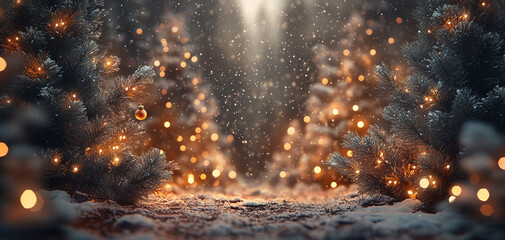 Enchanted pine forest wallpaper background 007