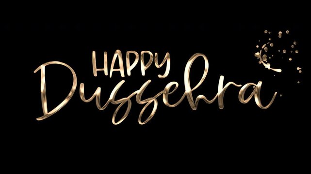 Animated  text Happy Dussehra on transparent background, perfect for festive designs, greeting cards, social media posts, and celebrations.