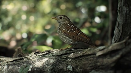 Fototapeta premium Close-Up of a Spotted Bird Perched on a Branch