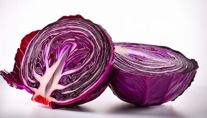 Fototapeta premium Red cabbage slice on white backgorund