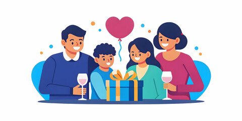 Candid Family Surprise Anniversary Gift Presentation at Restaurant: Joyful Reactions of Love Making Perfect Memories for Celebrations and Special Occasions