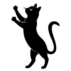
Cat standing on its hind legs and reaching up silhouette vector illustration