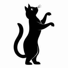 
Cat standing on its hind legs and reaching up silhouette vector illustration