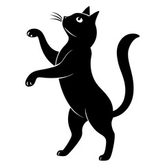 
Cat standing on its hind legs and reaching up silhouette vector illustration