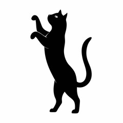 
Cat standing on its hind legs and reaching up silhouette vector illustration