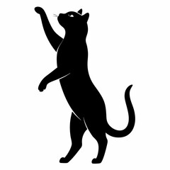 
Cat standing on its hind legs and reaching up silhouette vector illustration