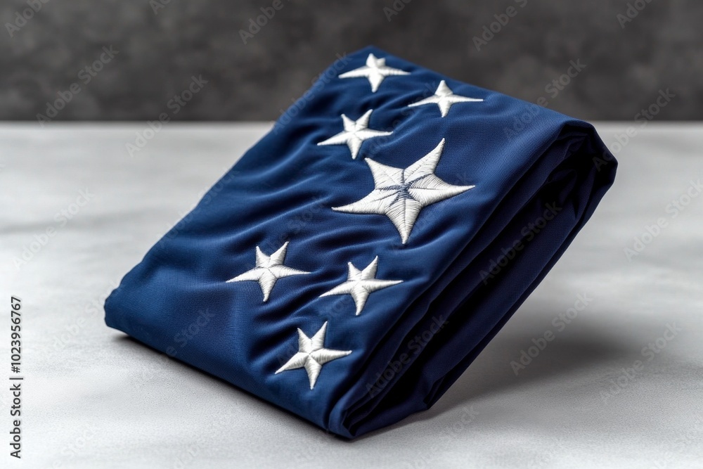 Poster a clean, simple representation of a folded flag, honoring veterans who have served, with minimalisti