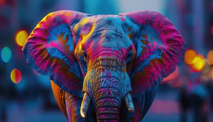 Obraz premium Urban Wildlife Documentary, vibrant colors, city backdrop, diverse animals, photography