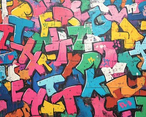 Fototapeta premium Colorful seamless background of urban graffiti, featuring lively tags and street murals, reflecting the creativity and energy of street art