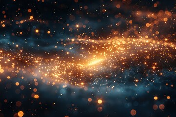 Twinkling Amber Lights: A Magical Abstract Landscape for New Year's Night - Christmas Wallpaper with Copy Space