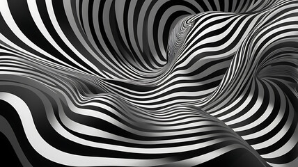 Optical Illusion Op Art Abstract Background with 3D Black and White Patterns