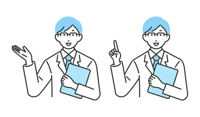 説明をしている男性医師のイラスト
