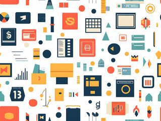 Seamless Minimalist Tile Pattern with Currency Motifs | Flat Vector Illustration for Professional Business and Financial Advertising Concepts