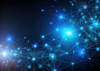 Fototapeta premium A vibrant futuristic network background showcasing glowing blue particles, symbolizing advanced technology and innovation concepts, creating an atmosphere of interconnectedness and digital progress.