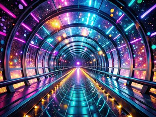 Abstract 3D Neon Tunnel Animation with Shiny Glass and Metal Effects for Stunning Visuals
