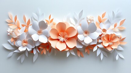 Obraz premium Delicate paper cut floral garlands with intricate petal designs, perfect for festive decorations, paper cut flowers, decorative craft