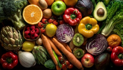 A variety of colorful fruits and vegetables