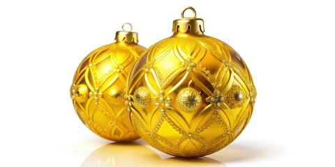 Bright yellow Christmas ornament isolated on a clear background, ideal for holiday decor and festive design projects, bringing a joyful spirit to your celebrations.