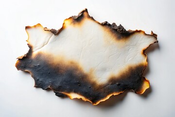 Fototapeta premium Burnt paper set on a white background, suited for creative designs and art projects, adding a unique texture and visual depth to enhance your artistic expressions.