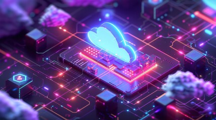 Fototapeta premium Virtualization: Harnessing virtualization, cloud platforms efficiently run various OS and applications on one hardware, optimizing resources and reducing costs. 