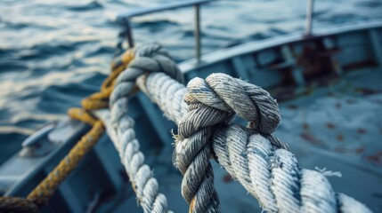 Fototapeta premium Close-up of Nautical Ropes on a Boat