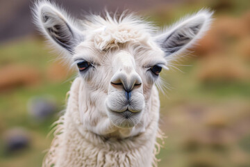 Obraz premium Andes region Bolivia lama. Closeup lama portrait.