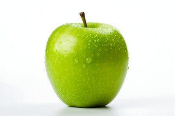 Green apples fruit on white background