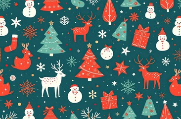 Seamless pattern of Christmas images	
