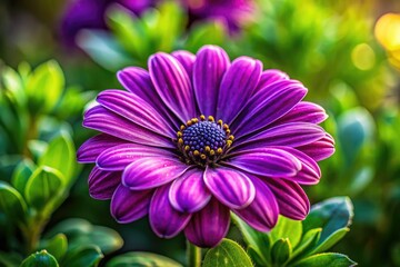 Obraz premium Close-up of Vibrant Purple Flowers Surrounded by Lush Green Foliage for Nature Lovers