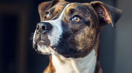 Heartwarming portrait of shelter dog patiently waiting for forever home. Close-up of doggie muzzle