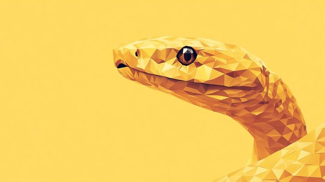 Geometric Snake Design, a low polygon pattern showcasing a stylized snake in vibrant colors, emphasizing modern digital art aesthetics.