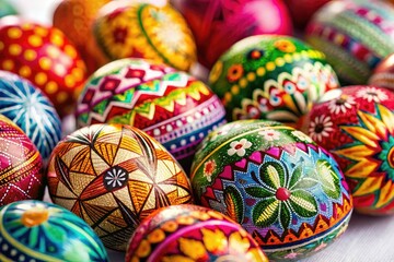 Obraz premium Colorful Easter Eggs in Low Light Photography for Festive Decor and Celebrations