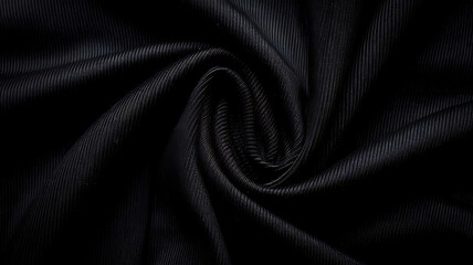 Black fabric with a subtle texture, perfect for minimalist designs and creating a sophisticated mood. 
