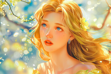 Beautiful Princess Illustration. Magical princess portrait.