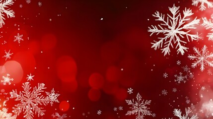 Red christmas background with snowflakes