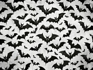 Spooky Printable Bat Pattern for Halloween Crafts and Decorations in Black and White Design