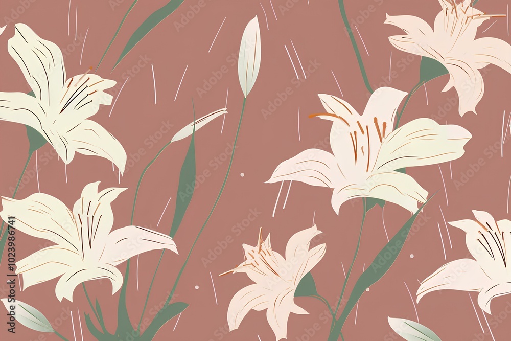 Wall mural seamless floral pattern