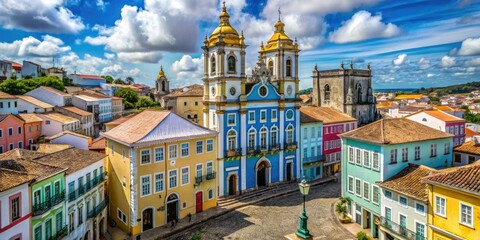 Aerial View of Historic Baroque Church in Pelourinho, Salvador, Bahia