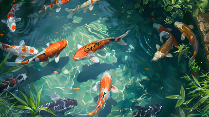 koi fish swimming in pond