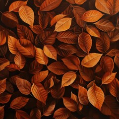 A vibrant collection of autumn leaves in rich shades of orange and brown, perfect for seasonal decor.